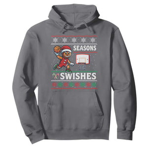 Seasons Swishes Hoodie Funny Gingerbread Basketball Christmas Gift TS12 Charcoal Print Your Wear