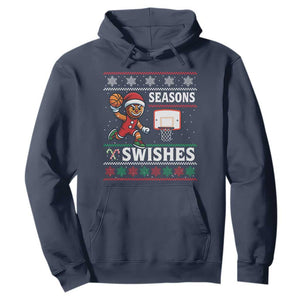 Seasons Swishes Hoodie Funny Gingerbread Basketball Christmas Gift TS12 Navy Print Your Wear