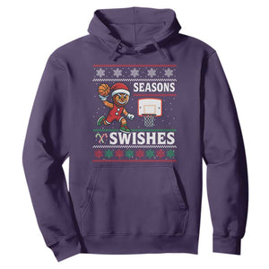 Seasons Swishes Hoodie Funny Gingerbread Basketball Christmas Gift TS12 Purple Print Your Wear