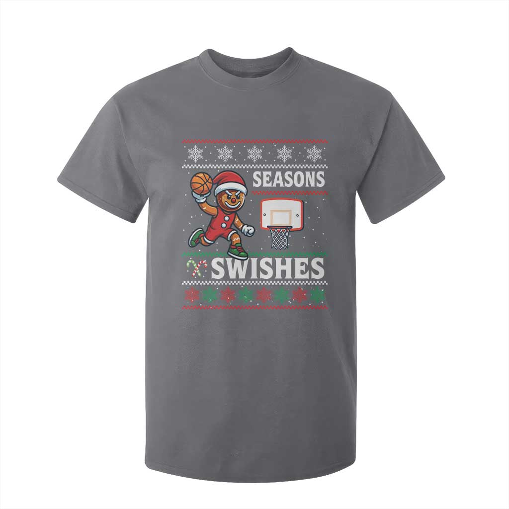Seasons Swishes T Shirt For Kid Funny Gingerbread Basketball Christmas Gift TS12 Charcoal Print Your Wear