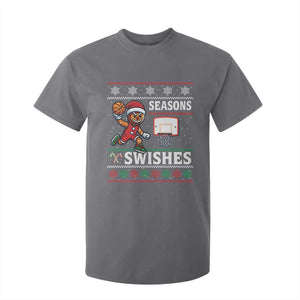 Seasons Swishes T Shirt For Kid Funny Gingerbread Basketball Christmas Gift TS12 Charcoal Print Your Wear