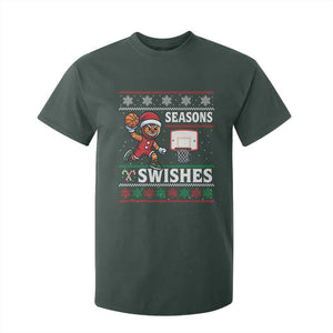 Seasons Swishes T Shirt For Kid Funny Gingerbread Basketball Christmas Gift TS12 Dark Forest Green Print Your Wear