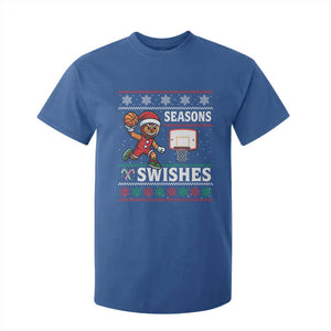 Seasons Swishes T Shirt For Kid Funny Gingerbread Basketball Christmas Gift TS12 Royal Blue Print Your Wear