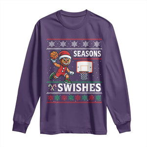 Seasons Swishes Long Sleeve Shirt Funny Gingerbread Basketball Christmas Gift TS12 Purple Print Your Wear