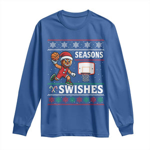 Seasons Swishes Long Sleeve Shirt Funny Gingerbread Basketball Christmas Gift TS12 Royal Blue Print Your Wear