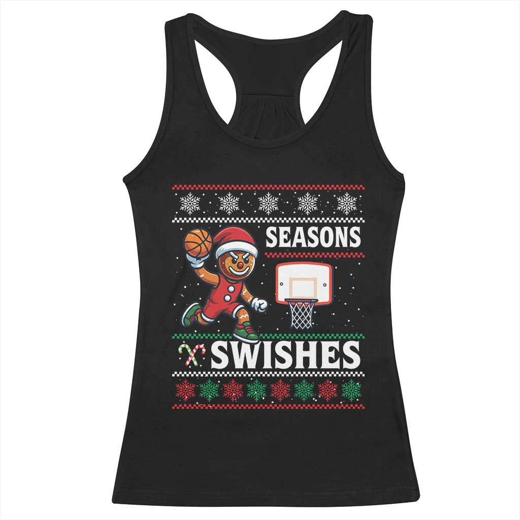 Seasons Swishes Racerback Tank Top Funny Gingerbread Basketball Christmas Gift TS12 Black Print Your Wear