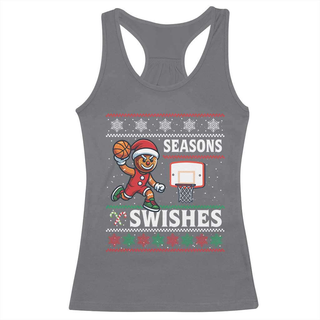 Seasons Swishes Racerback Tank Top Funny Gingerbread Basketball Christmas Gift TS12 Charcoal Print Your Wear
