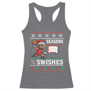 Seasons Swishes Racerback Tank Top Funny Gingerbread Basketball Christmas Gift TS12 Charcoal Print Your Wear