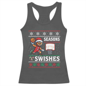 Seasons Swishes Racerback Tank Top Funny Gingerbread Basketball Christmas Gift TS12 Dark Heather Print Your Wear