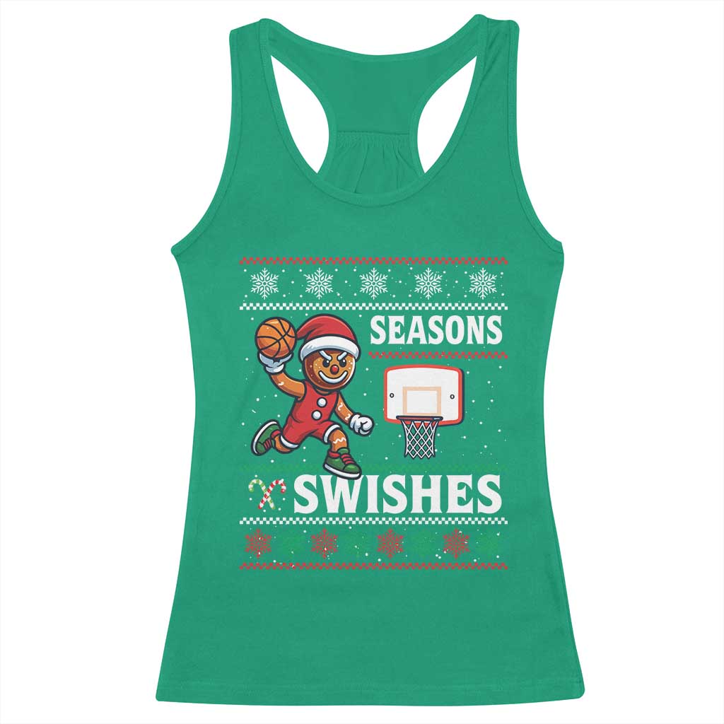 Seasons Swishes Racerback Tank Top Funny Gingerbread Basketball Christmas Gift TS12 Irish Green Print Your Wear