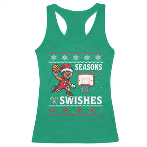 Seasons Swishes Racerback Tank Top Funny Gingerbread Basketball Christmas Gift TS12 Irish Green Print Your Wear