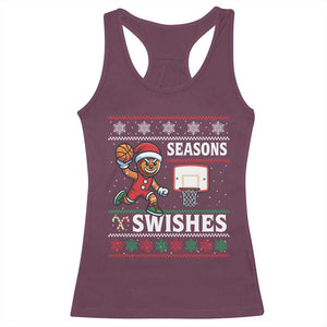 Seasons Swishes Racerback Tank Top Funny Gingerbread Basketball Christmas Gift TS12 Maroon Print Your Wear