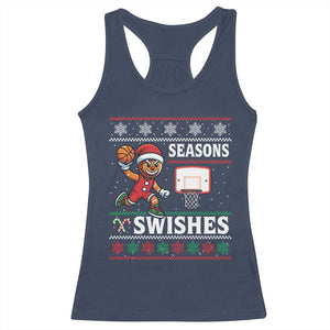 Seasons Swishes Racerback Tank Top Funny Gingerbread Basketball Christmas Gift TS12 Navy Print Your Wear