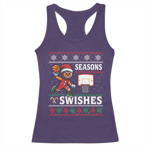 Seasons Swishes Racerback Tank Top Funny Gingerbread Basketball Christmas Gift TS12 Purple Print Your Wear