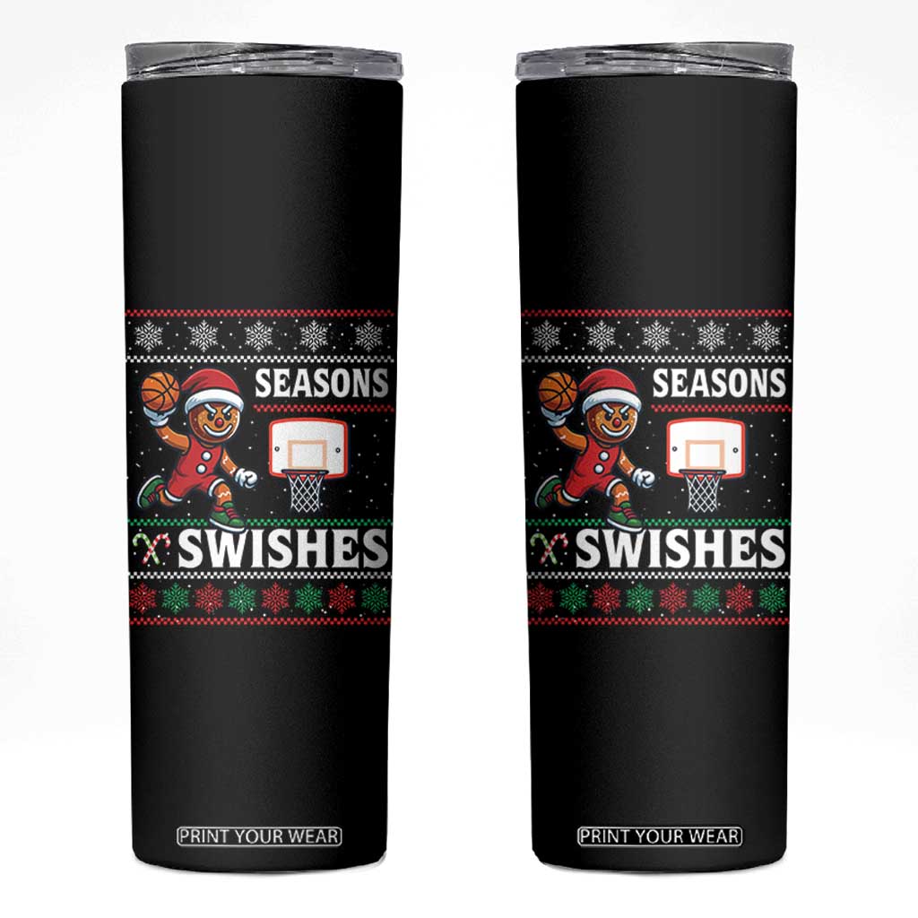 Seasons Swishes Skinny Tumbler Funny Gingerbread Basketball Christmas Gift TS12 Black Print Your Wear