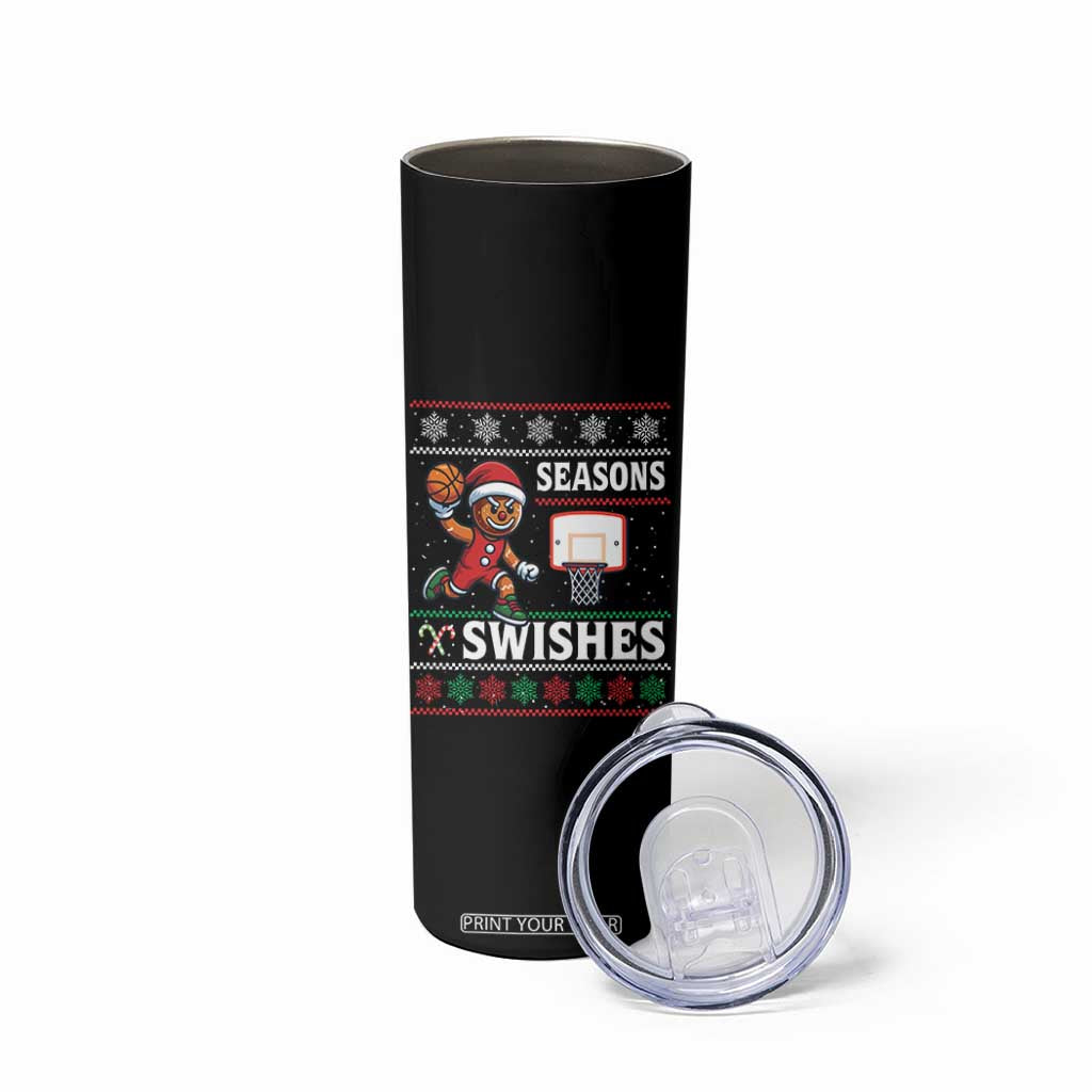Seasons Swishes Skinny Tumbler Funny Gingerbread Basketball Christmas Gift TS12 Print Your Wear