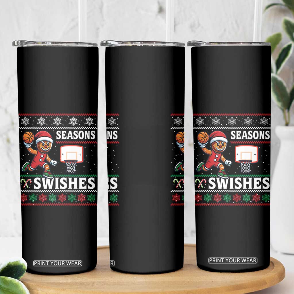 Seasons Swishes Skinny Tumbler Funny Gingerbread Basketball Christmas Gift TS12 Print Your Wear