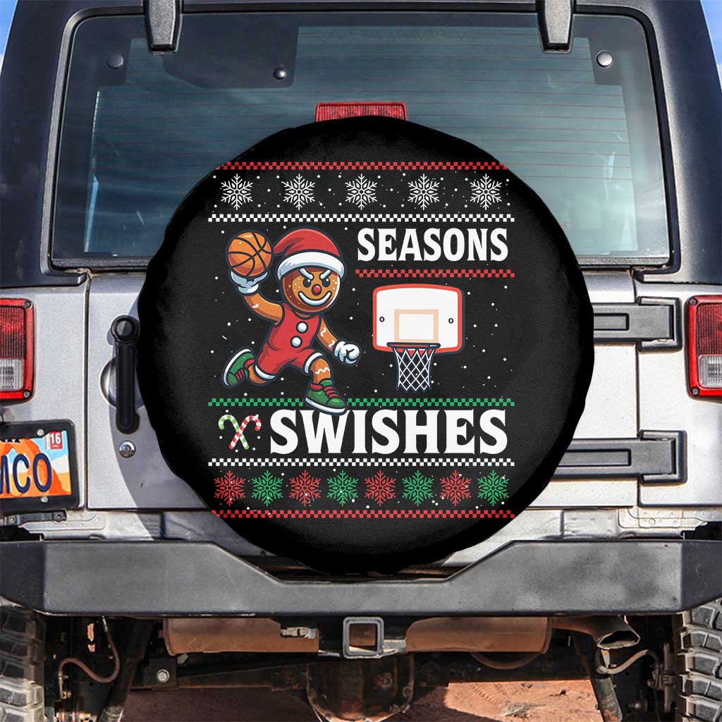 Seasons Swishes Spare Tire Cover Funny Gingerbread Basketball Christmas Gift TS12 No hole Black Print Your Wear