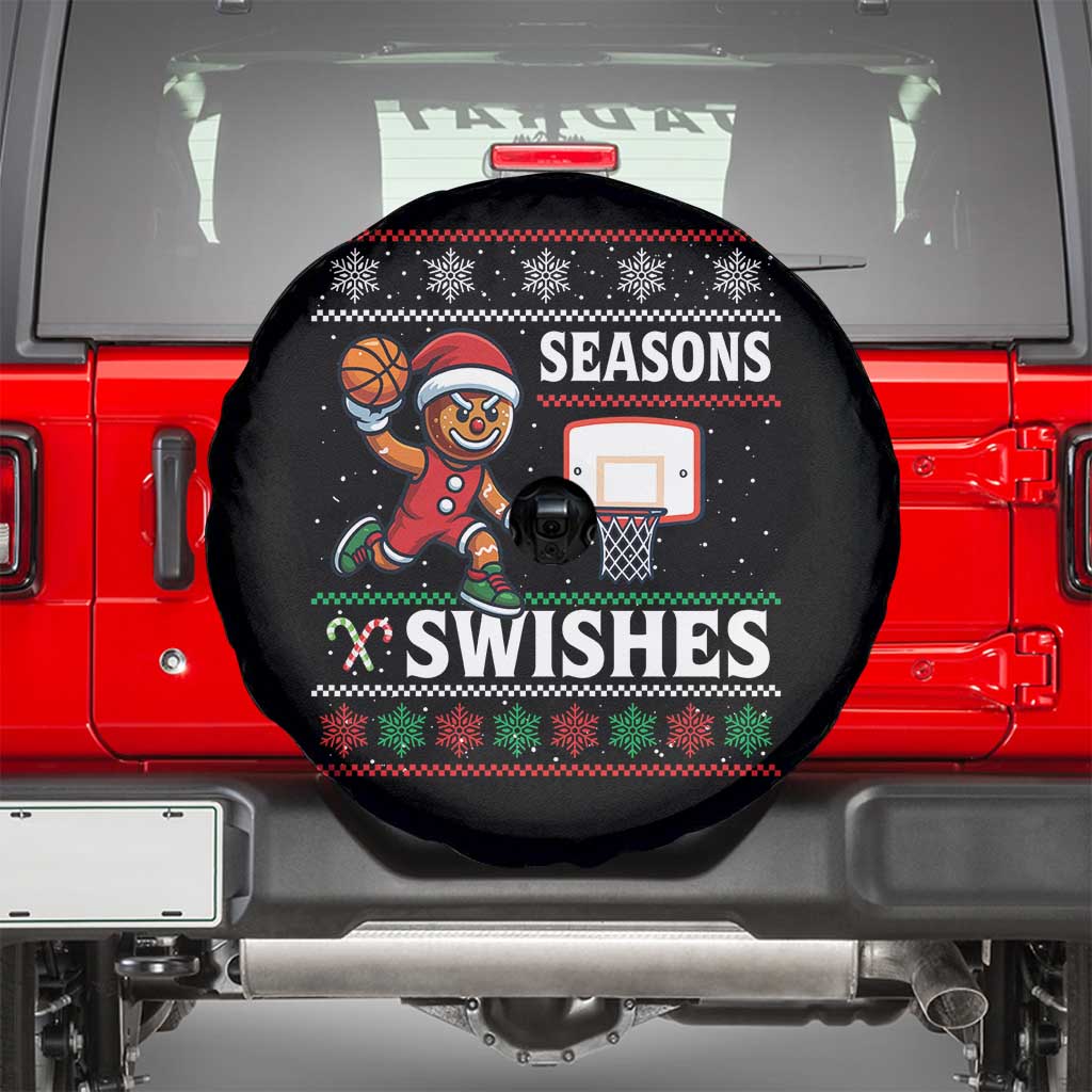 Seasons Swishes Spare Tire Cover Funny Gingerbread Basketball Christmas Gift TS12 Black Print Your Wear