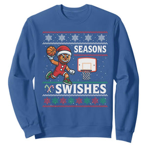 Seasons Swishes Sweatshirt Funny Gingerbread Basketball Christmas Gift TS12 Royal Blue Print Your Wear