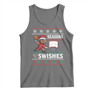 Seasons Swishes Tank Top Funny Gingerbread Basketball Christmas Gift TS12 Black Heather Print Your Wear