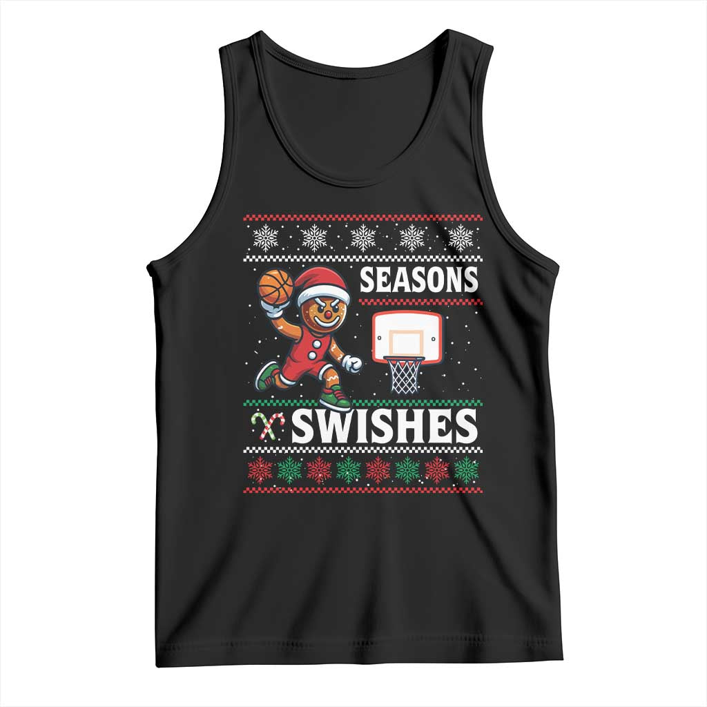 Seasons Swishes Tank Top Funny Gingerbread Basketball Christmas Gift TS12 Black Print Your Wear
