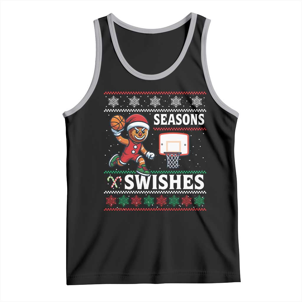 Seasons Swishes Tank Top Funny Gingerbread Basketball Christmas Gift TS12 Black Athletic Heather Print Your Wear
