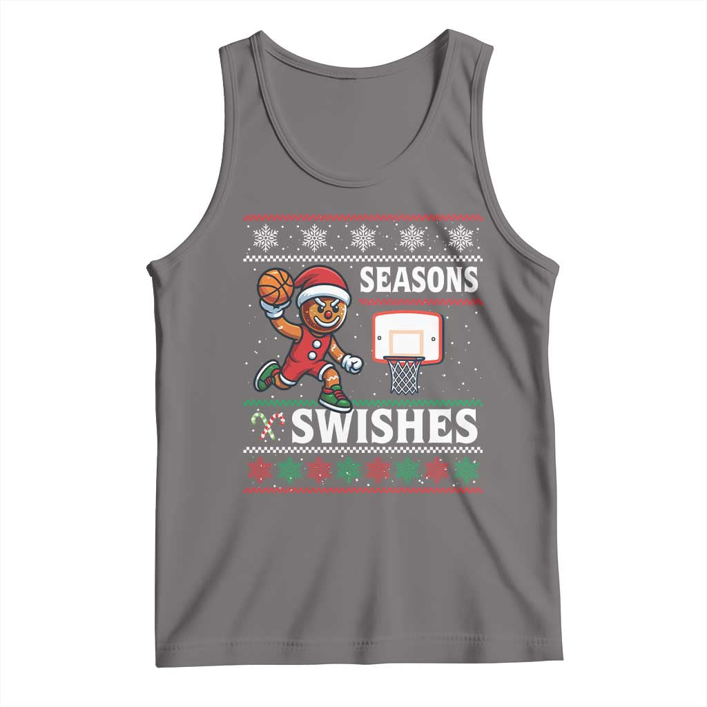 Seasons Swishes Tank Top Funny Gingerbread Basketball Christmas Gift TS12 Deep Heather Print Your Wear