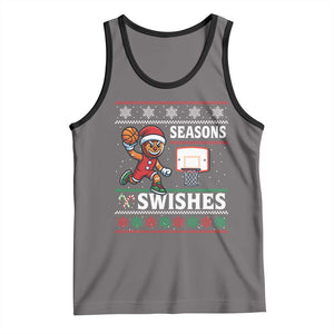 Seasons Swishes Tank Top Funny Gingerbread Basketball Christmas Gift TS12 Deep Heather Black Print Your Wear