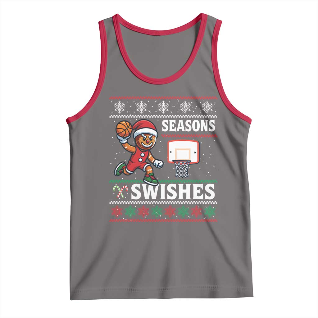 Seasons Swishes Tank Top Funny Gingerbread Basketball Christmas Gift TS12 Deep Heather Red Print Your Wear