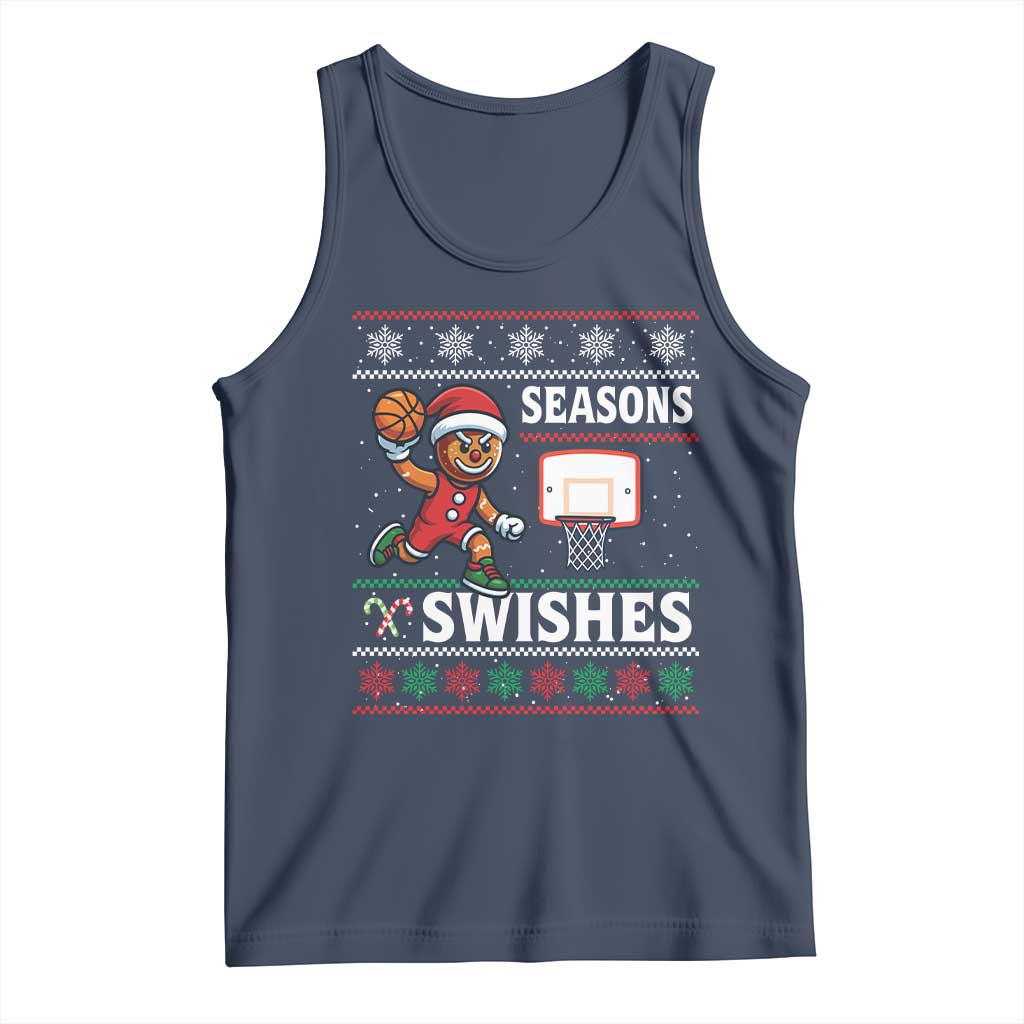 Seasons Swishes Tank Top Funny Gingerbread Basketball Christmas Gift TS12 Navy Print Your Wear