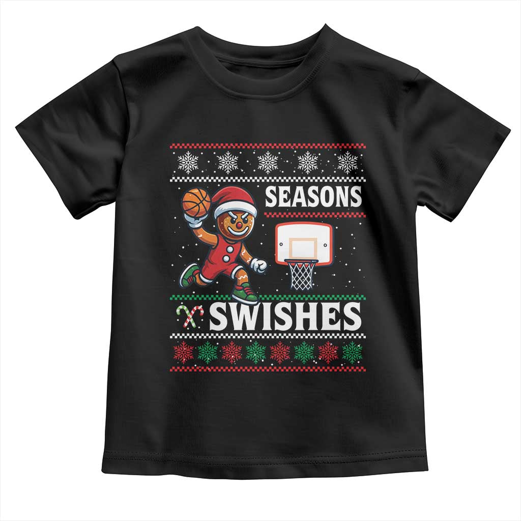 Seasons Swishes Toddler T Shirt Funny Gingerbread Basketball Christmas Gift TS12 Black Print Your Wear