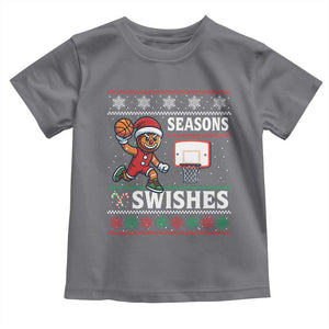 Seasons Swishes Toddler T Shirt Funny Gingerbread Basketball Christmas Gift TS12 Charcoal Print Your Wear