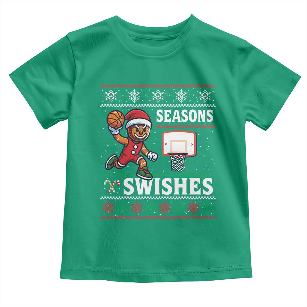 Seasons Swishes Toddler T Shirt Funny Gingerbread Basketball Christmas Gift TS12 Irish Green Print Your Wear