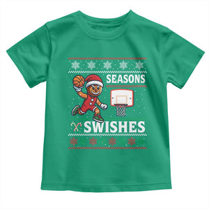 Seasons Swishes Toddler T Shirt Funny Gingerbread Basketball Christmas Gift TS12 Irish Green Print Your Wear