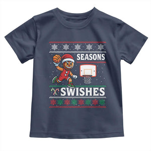 Seasons Swishes Toddler T Shirt Funny Gingerbread Basketball Christmas Gift TS12 Navy Print Your Wear