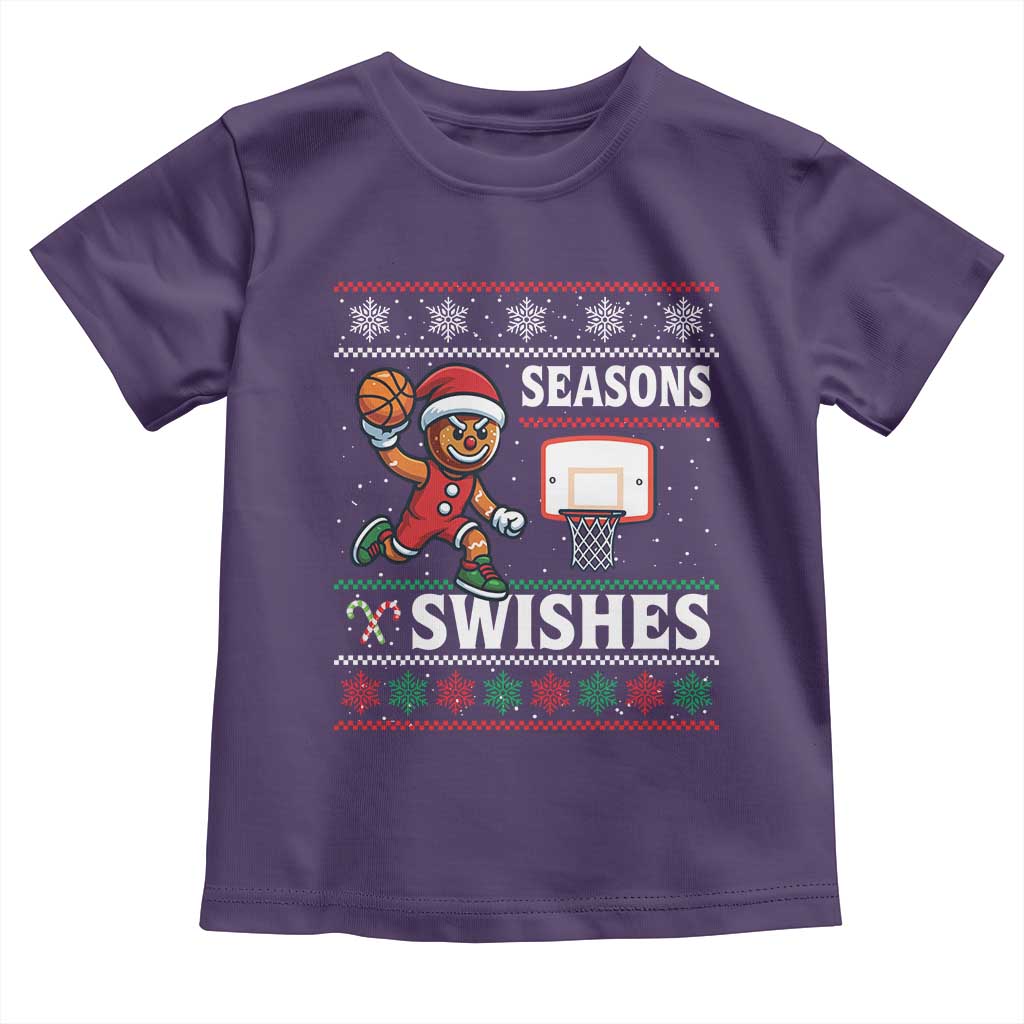 Seasons Swishes Toddler T Shirt Funny Gingerbread Basketball Christmas Gift TS12 Purple Print Your Wear