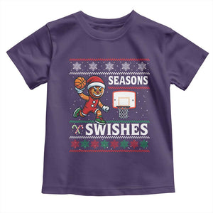 Seasons Swishes Toddler T Shirt Funny Gingerbread Basketball Christmas Gift TS12 Purple Print Your Wear
