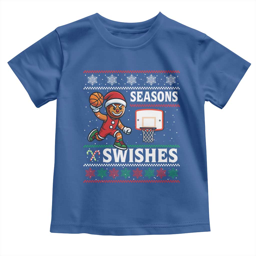 Seasons Swishes Toddler T Shirt Funny Gingerbread Basketball Christmas Gift TS12 Royal Blue Print Your Wear