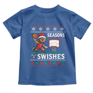 Seasons Swishes Toddler T Shirt Funny Gingerbread Basketball Christmas Gift TS12 Royal Blue Print Your Wear