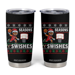 Seasons Swishes Tumbler Cup Funny Gingerbread Basketball Christmas Gift TS12 Black Print Your Wear