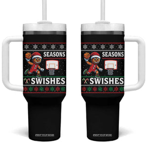Seasons Swishes Tumbler With Handle Funny Gingerbread Basketball Christmas Gift TS12 One Size: 40 oz Black Print Your Wear