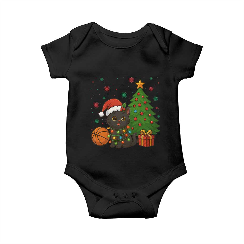Funny Christmas Black Cat Baby Onesie Gift For Cat Lover TS12 Black Print Your Wear