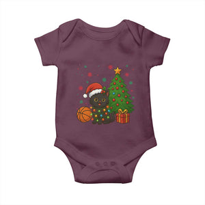 Funny Christmas Black Cat Baby Onesie Gift For Cat Lover TS12 Maroon Print Your Wear