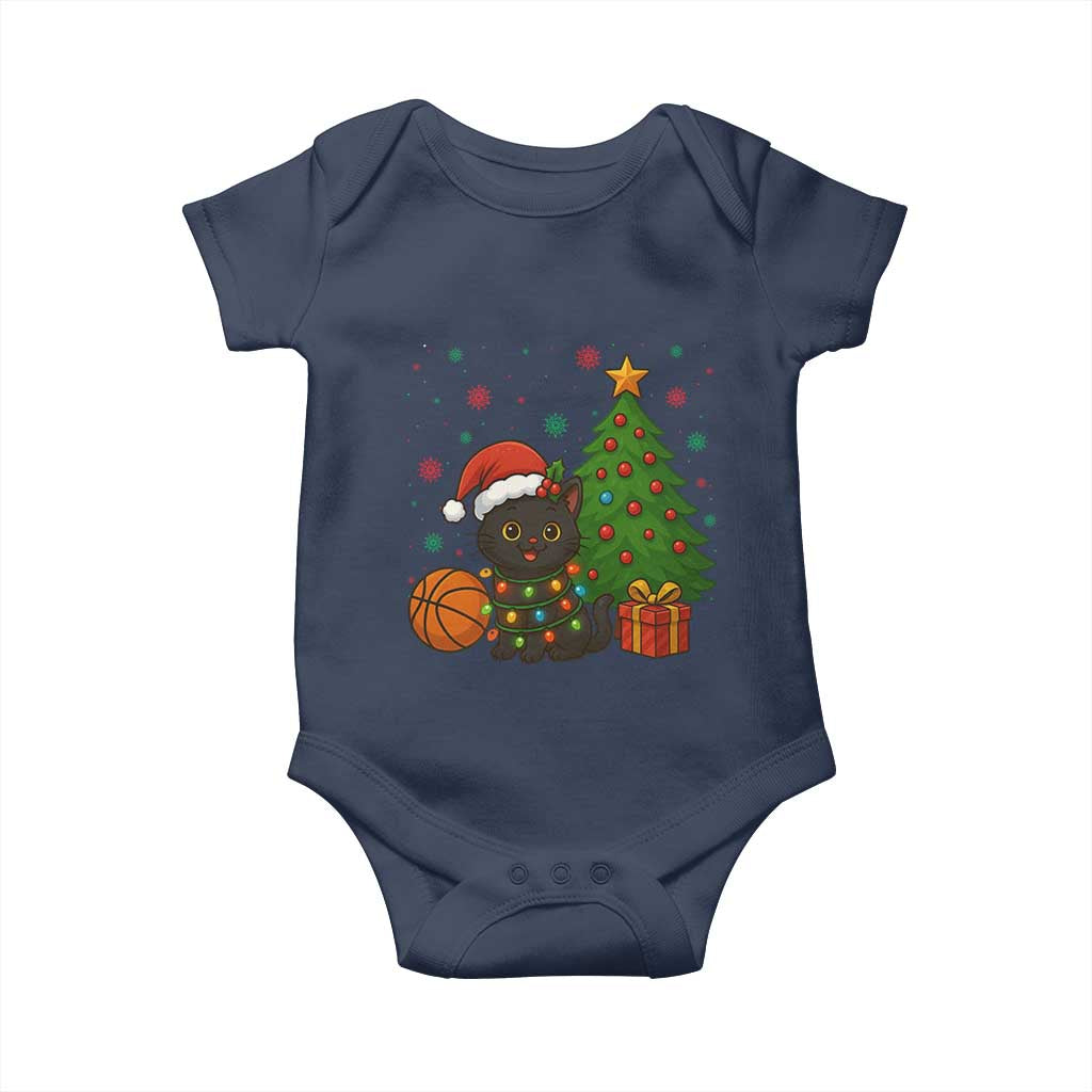 Funny Christmas Black Cat Baby Onesie Gift For Cat Lover TS12 Navy Print Your Wear