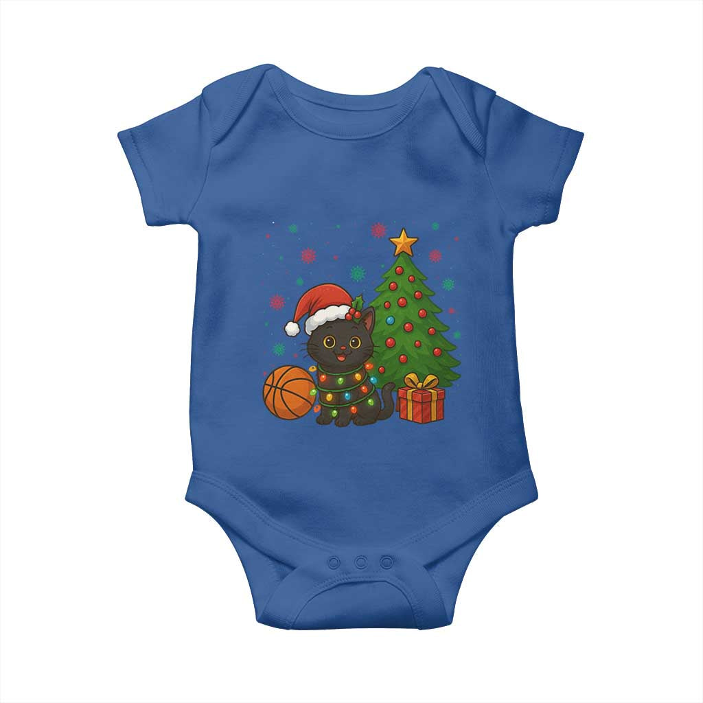 Funny Christmas Black Cat Baby Onesie Gift For Cat Lover TS12 Royal Blue Print Your Wear
