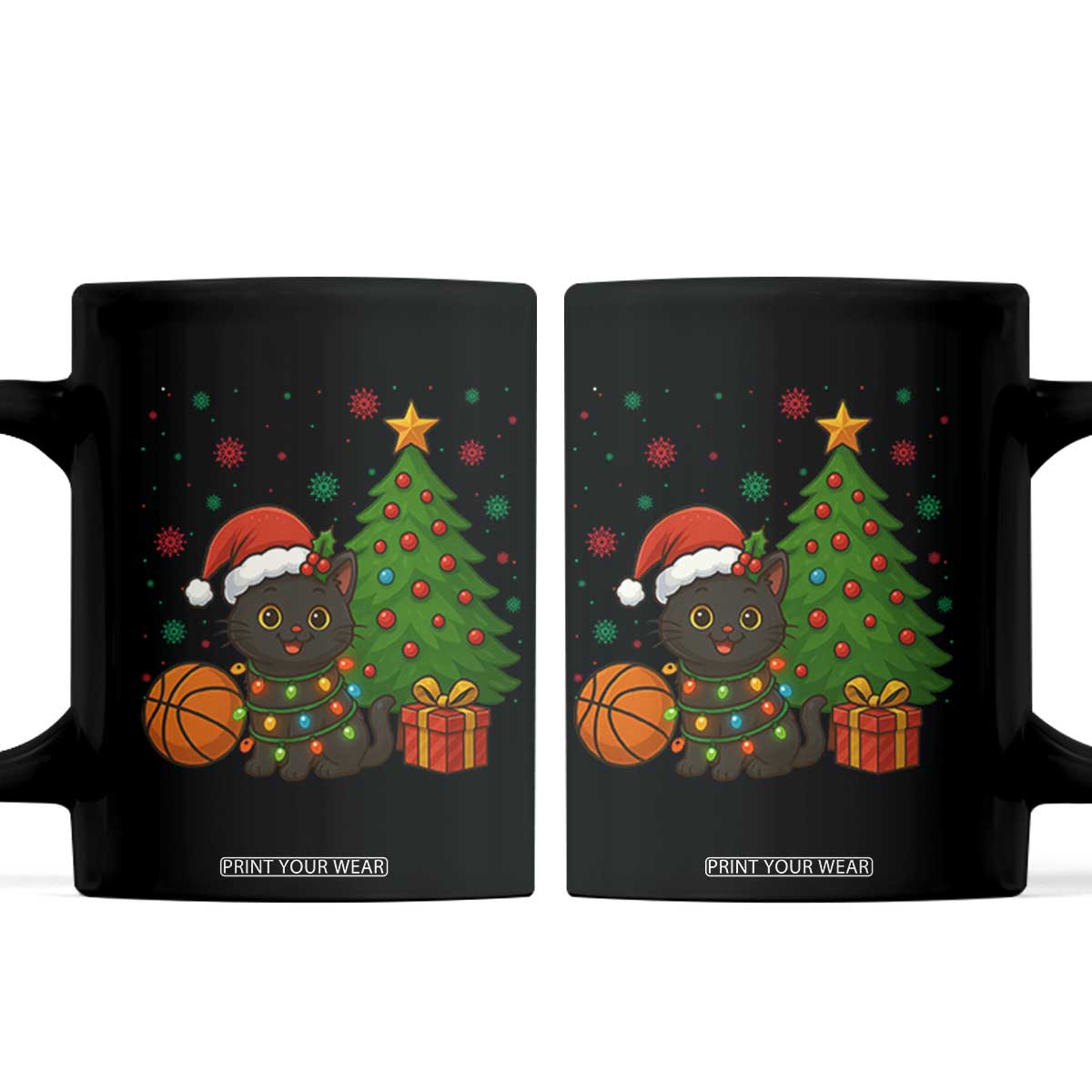 Funny Christmas Black Cat Coffee Mug Gift For Cat Lover TS12 Black Print Your Wear