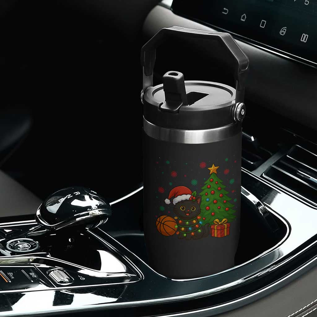 Funny Christmas Black Cat Flip Straw Tumbler Gift For Cat Lover TS12 Print Your Wear