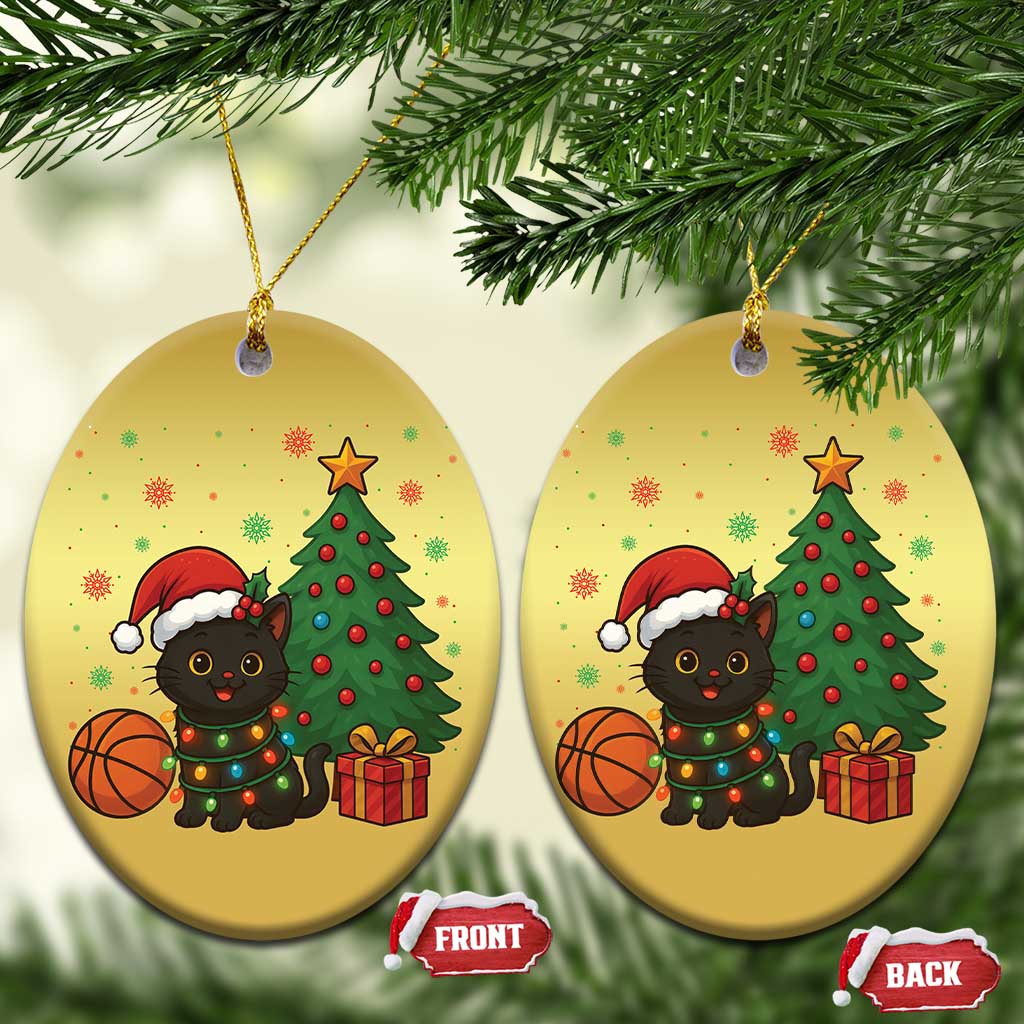 Funny Xmas Black Cat Christmas Ornament Gift For Cat Lover TS12 Oval Gold Print Your Wear