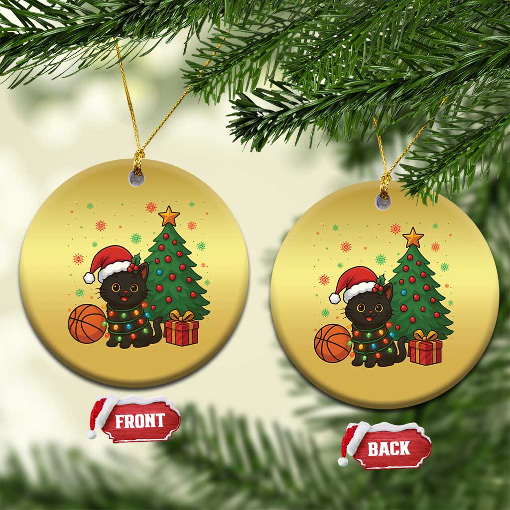 Funny Xmas Black Cat Christmas Ornament Gift For Cat Lover TS12 Circle Gold Print Your Wear